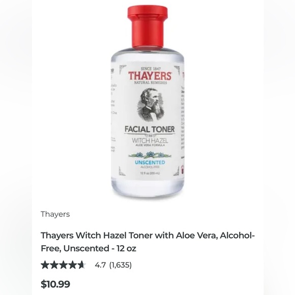 Thayer’s Witch Hazel Alcohol Free Toner - Aloe Vera
Formula - Unscented - Picture 4 of 4